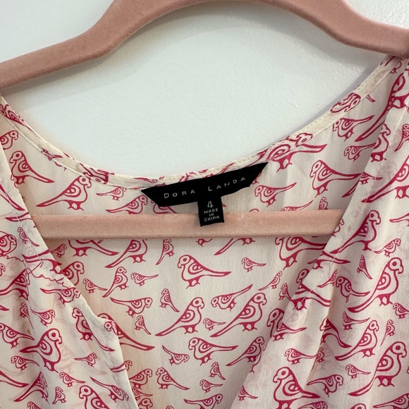 Pink and White Puff Sleeve Ruffled Tunic - Picture 2 of 4